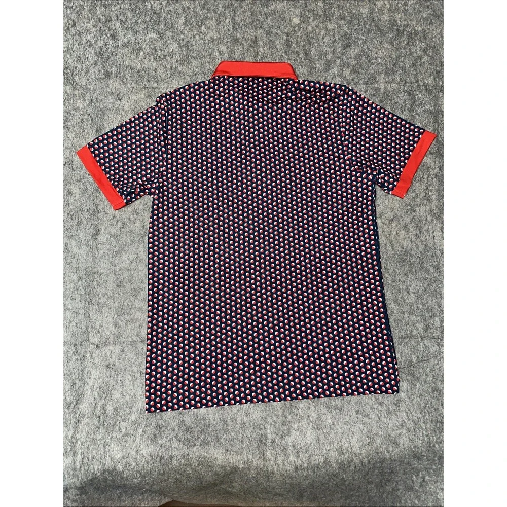 Waggle Men Bobby Golf Polo Size Small with all over Red Bobbers print‎ (005-7) - Picture 6 of 7